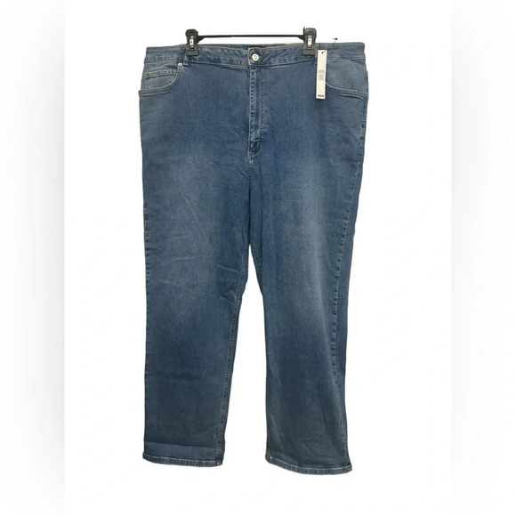 ASOS Design Curve Jeans High Rise Straight Leg Size 18/32 Medium Wash NWT - Picture 1 of 5